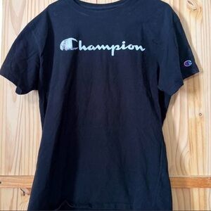 Champion Black Men’s Tee with Logo